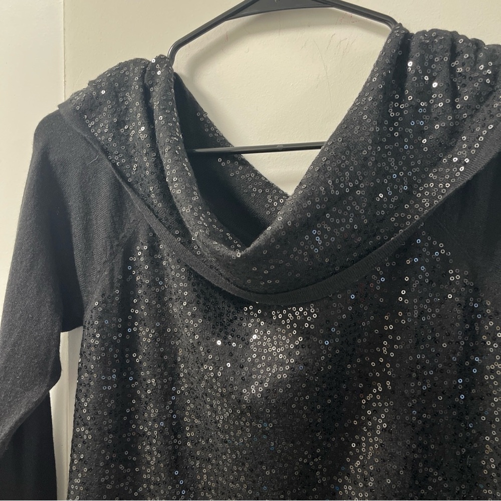 White black sequin top, size small